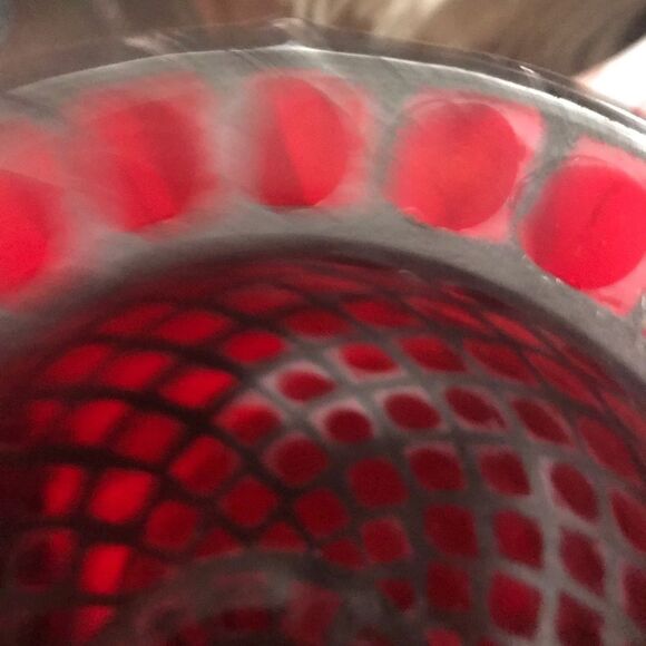 Vintage Estate Gorgeous 7” Crimson Red Mosaic Candle/ Flower Vase - Picture 11 of 13